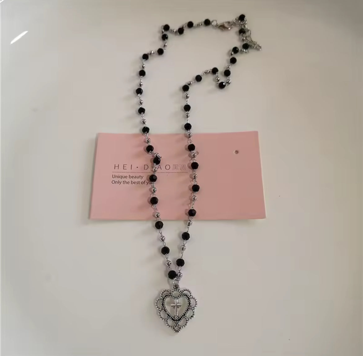 Necklace silver heart cross