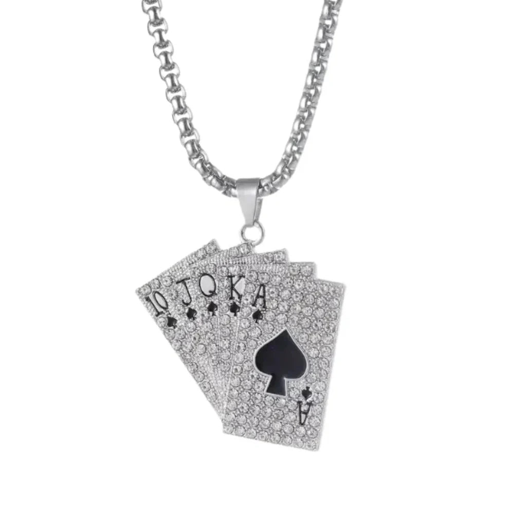 silver card necklace