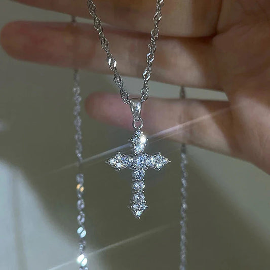 Zircon Cross Pendant Necklace