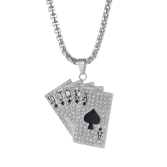 silver card necklace