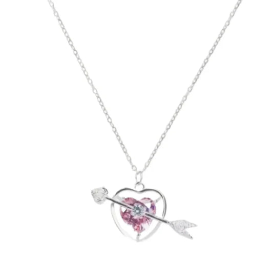 silver pierced heart necklace